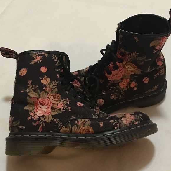 black floral doc martens